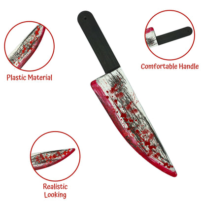 4E's Novelty 16 Inch Large Fake Knife Prop, Plastic Halloween Prop Knife Toy for Costume Accessories Such As Scary Clown, for Kids & Adults