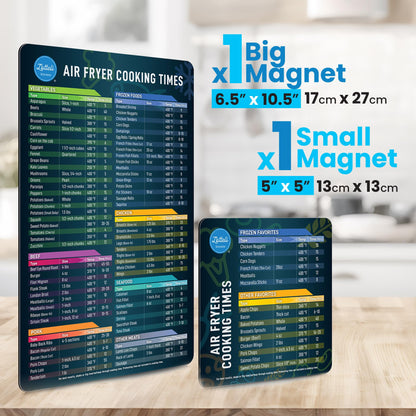 Air Fryer Magnetic Cheat Sheet Set - Air Fryer Accessories Cookbook - As Seen on the Today Show an Easy to Use AirFryer Time Chart Set - Strong Magnet Quick Reference Cooking Guide for Frying (Black)