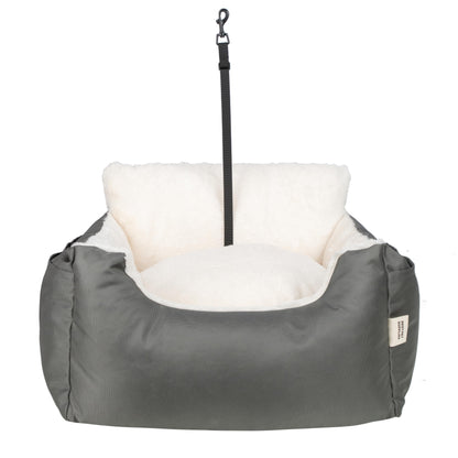 Best Pet Supplies Dog Pet Booster Seat, Dog Car Seats for Small Dogs & Medium Dogs, Soft Plush Cushion with Comfortable Bedding, Secure Straps, and Tall Pillow, Gray