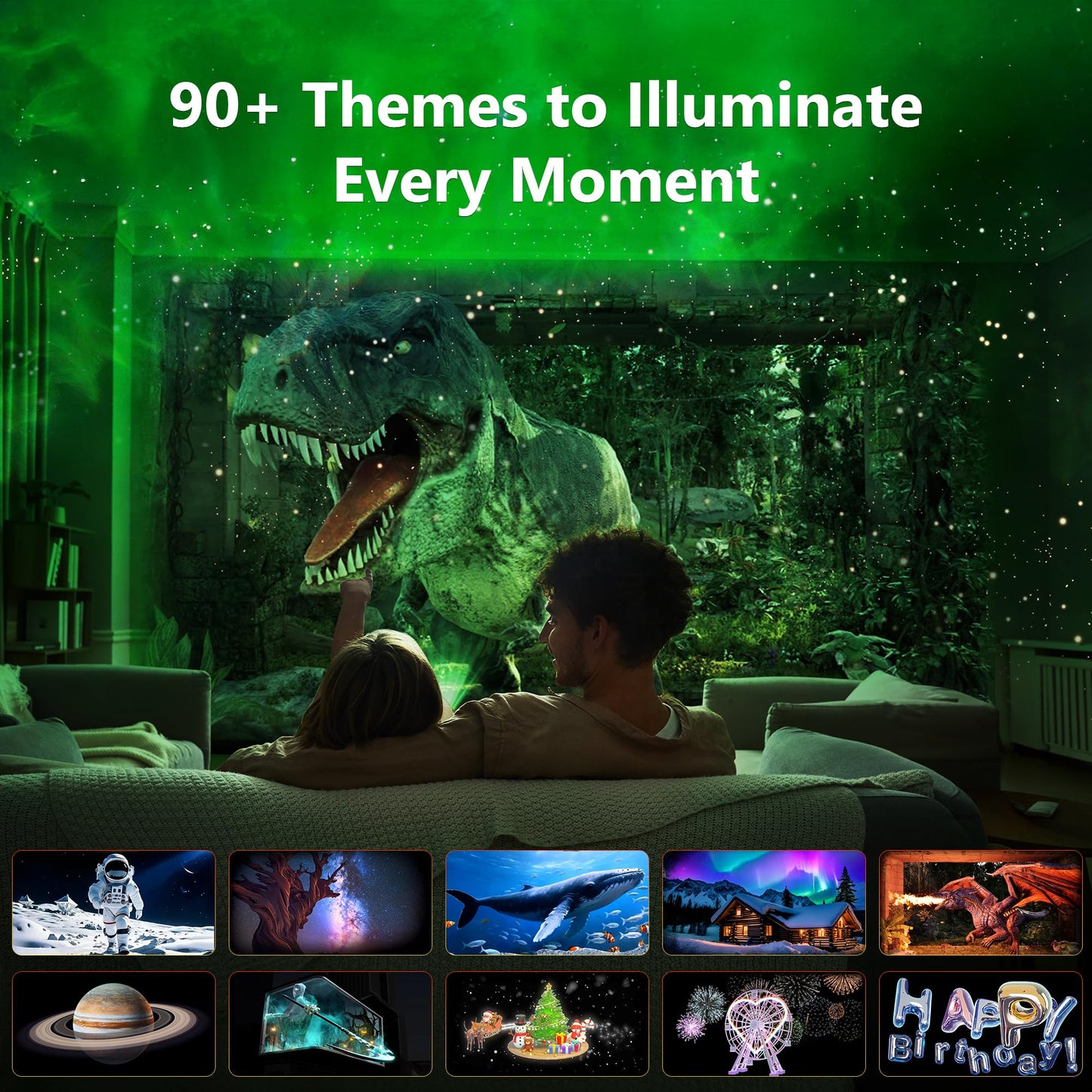 Brizled Galaxy Projector Pro, 4K Glasses-free 3D Holographic Projector with 90+ Dynamic Themes, Star Light with Stereo Bluetooth Speaker, Remote Nebula Night Light for Room Halloween Christmas Decor