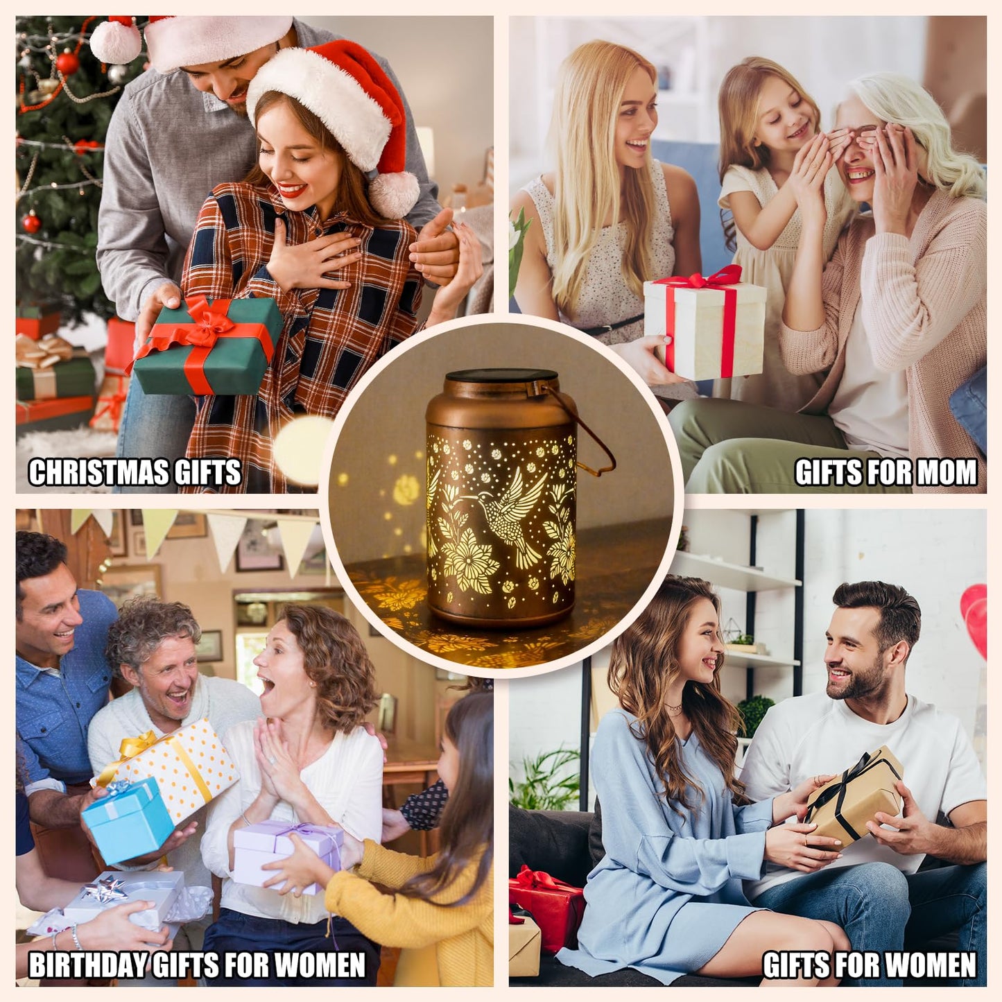 Birthday Gifts for Women Solar Lights Outdoor Waterproof, Garden Decor Hummingbird Solar Lantern Mothers Day Gifts Decoration Outside for Outdoor, Yard, Lawn, Balcony