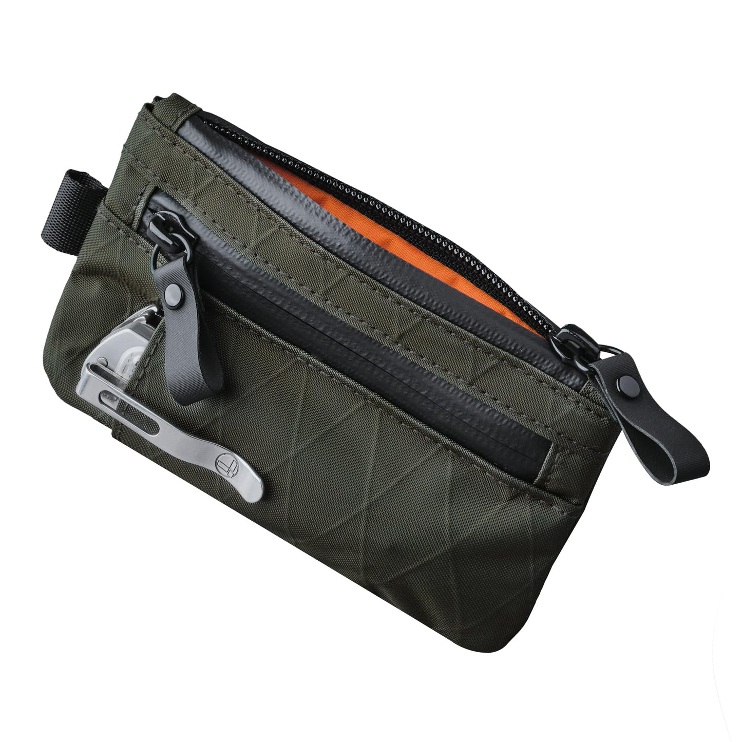 ALPAKA Zip Pouch Pro X-Pac VX21 - Slim Zipper Wallet with RFID Blocking, ID Card Holder, YKK Zippers Multi-tool Slot, Weatherproof Fabric Small Tech Pouch for Men Travel (Dark Green)
