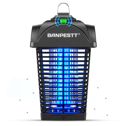 BANPESTT Bug Zapper Outdoor, Mosquito Zapper with Dusk-to-Dawn Light Sensor, Waterproof Fly Zapper, Electric Mosquito Killer for Garden, Patio, Balcony, Courtyard(Black