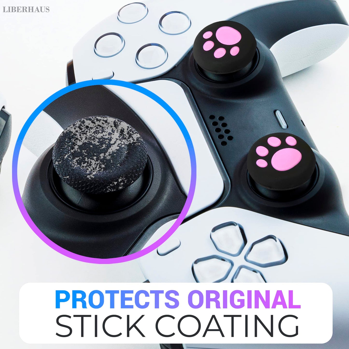 4Pcs Cat Paw Pink Ps5 Thumbstick Grips - Controller Accessories for Ps4, Ps3, Steam Deck, Xbox and Nintendo Switch – Cute Joystick Caps, Anti-Slip Silicone PlayStation 5 Trumb Grip