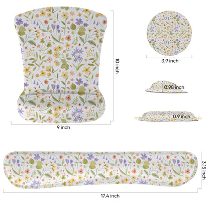 AUPET Mouse Pad Keyboard Wrist Rest Set,Ergonomic Memory Foam Mouse Pads Wrist Support Set,Non-Slip Base, Smooth Surface, Pain Relief for Gaming,Office (Pressed Flower Art)