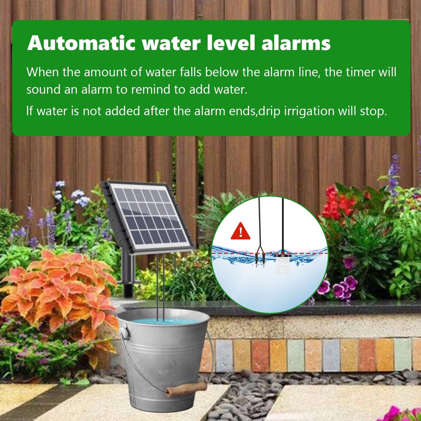 HEKIWAY 49FT Solar Drip Irrigation System, Auto Watering Kit for 15 Pots, Solar-Powered Plant Watering, 25 Timer Modes, 900ml/min Flow Indoor/Outdoor Garden, Balcony & Patio Irrigation System