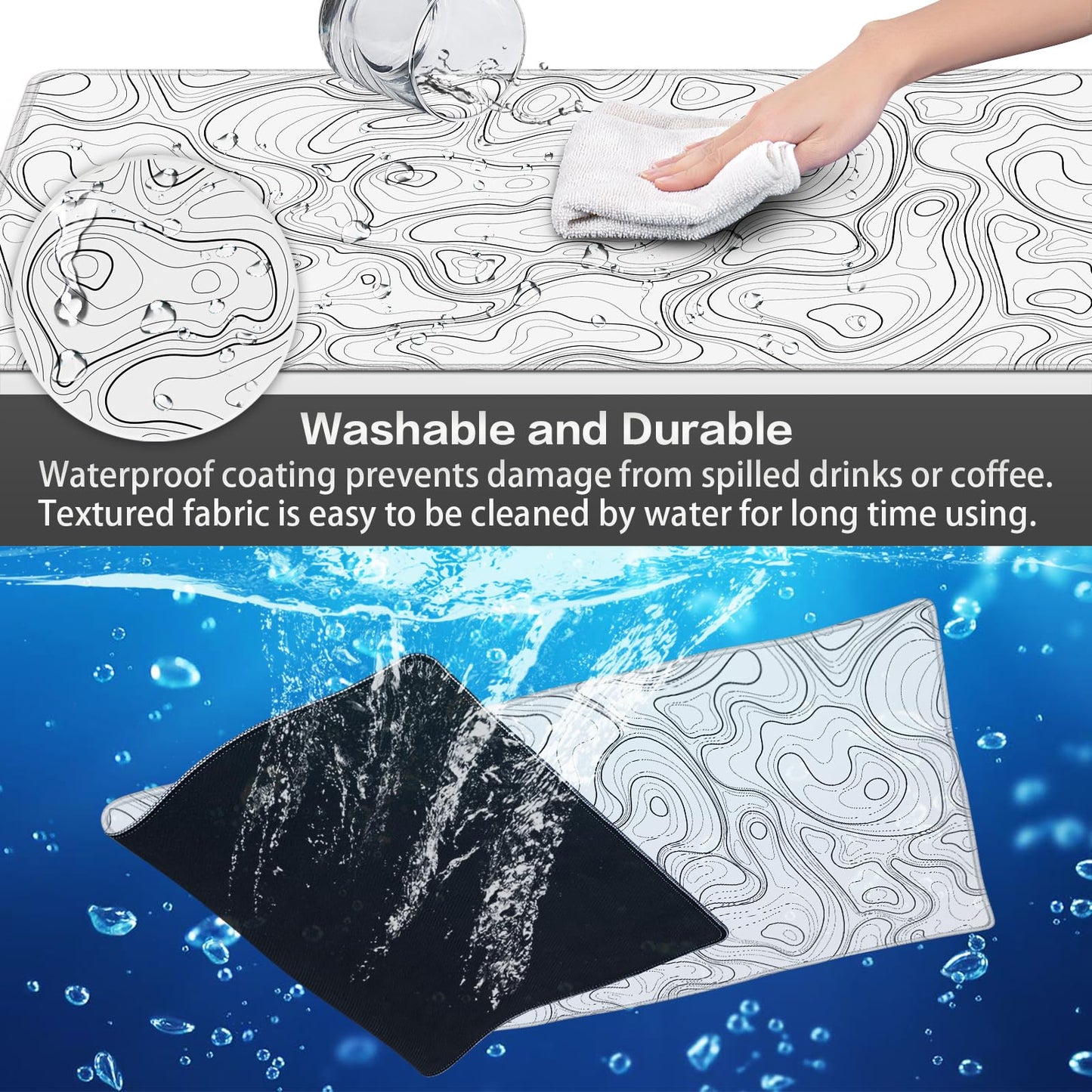 Canjoy Gaming Mouse Pad, Topographic Contour Mouse Pad 31.5x11.8inch Large Extended Computer Mouse Mat Keyboard Full Desk Mousepad for Gaming, Office, Home