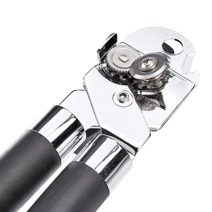 Amazon Basics Multi-function Manual Can Opener and Bottle Opener, 22 cm, Black Soft Grip Dual Handle