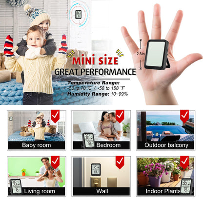 AyayaBoss 3 Pack Room Thermometer Indoor Hygrometer for Home, Digital Sensor Mini Humidity Gauge Meter, Temperature Humidity Monitor for Bedroom, Pet, Plant - Battery Included