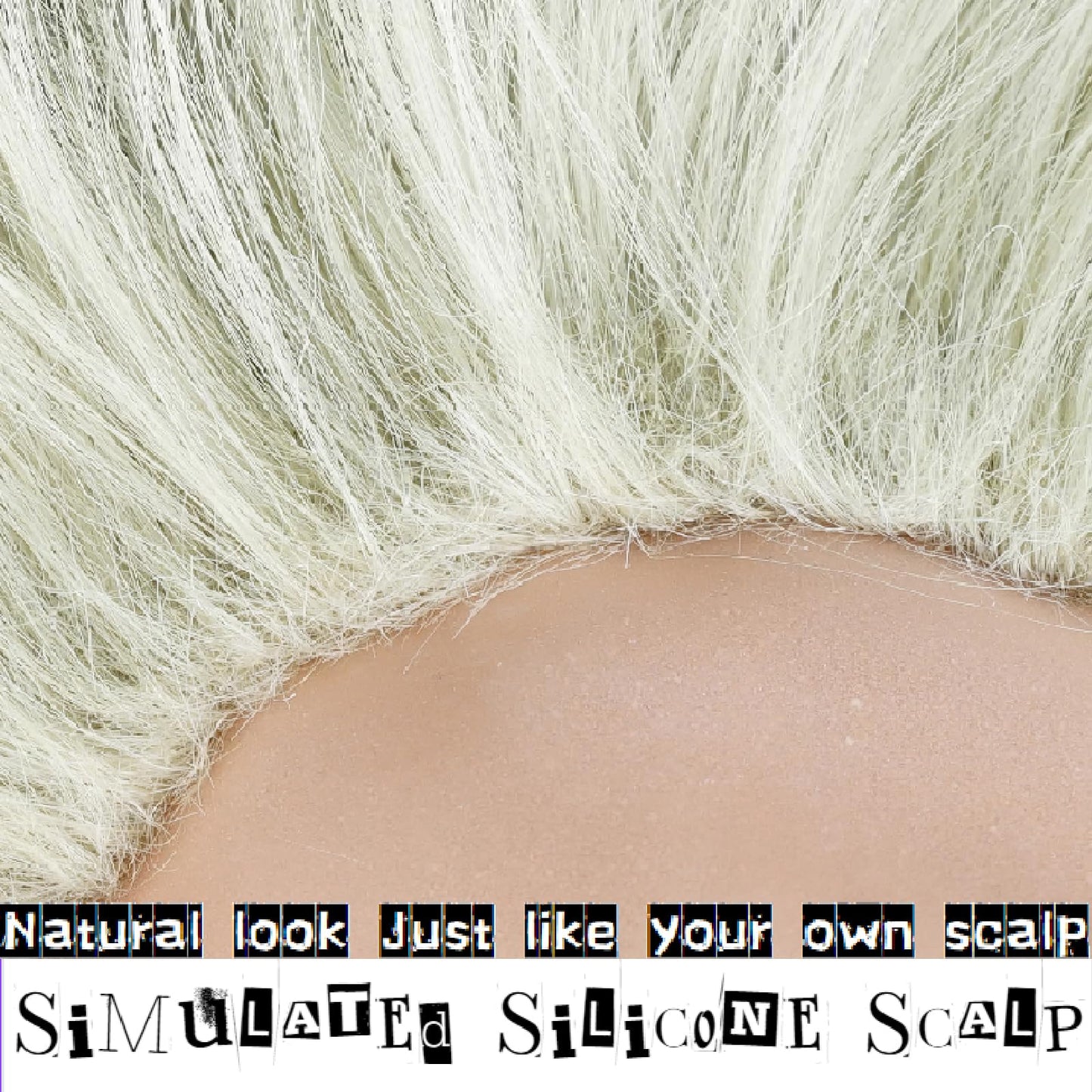 Wiggy Mermaid Unisex Silver Light Green Bald Wig Men, Short Wavy Old Man Wig Fluffy Crazy Funny Wigs + Cap for Movie Halloween Costume Party Cosplay