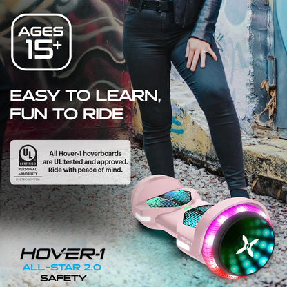 Hover-1 All-Star 2.0 Hoverboard 7MPH Top Speed, 7MI Range, Dual 200W Motor, 5HR Recharge, 220lbs Max Weight, LED Wheels & Headlights Self Balancing Scooters