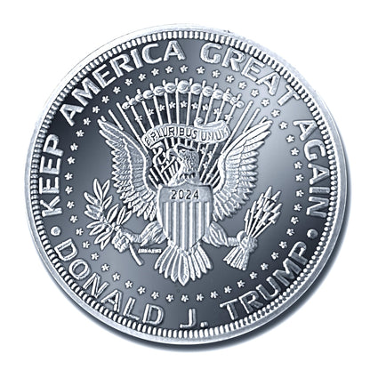 Aizics Mint Donald Trump Silver Coin 2024 with Certificate of Authenticity, President Coin, Trump Coin Collectors, Silver Plated, 38mm x 2mm