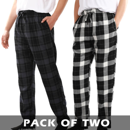 BAMBOO COOL Men's Pajama Bottoms Plaid Pajamas Pants for Men Soft Long Lounge Woven Pj Sleep Pant with Pockets
