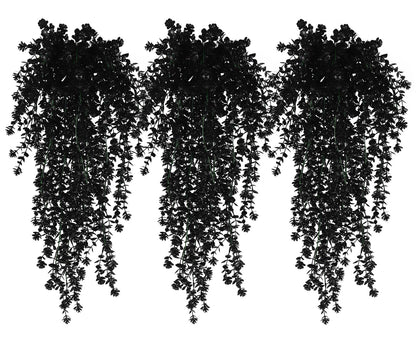 Black Hanging Flowers Faux Hanging Plants Black Artificial Hanging Plant Fake Greenery Faux UV Resistant Hanging Vines Plant for Indoor Outdoor Wedding Halloween Party Fall Wall Room Door Decor