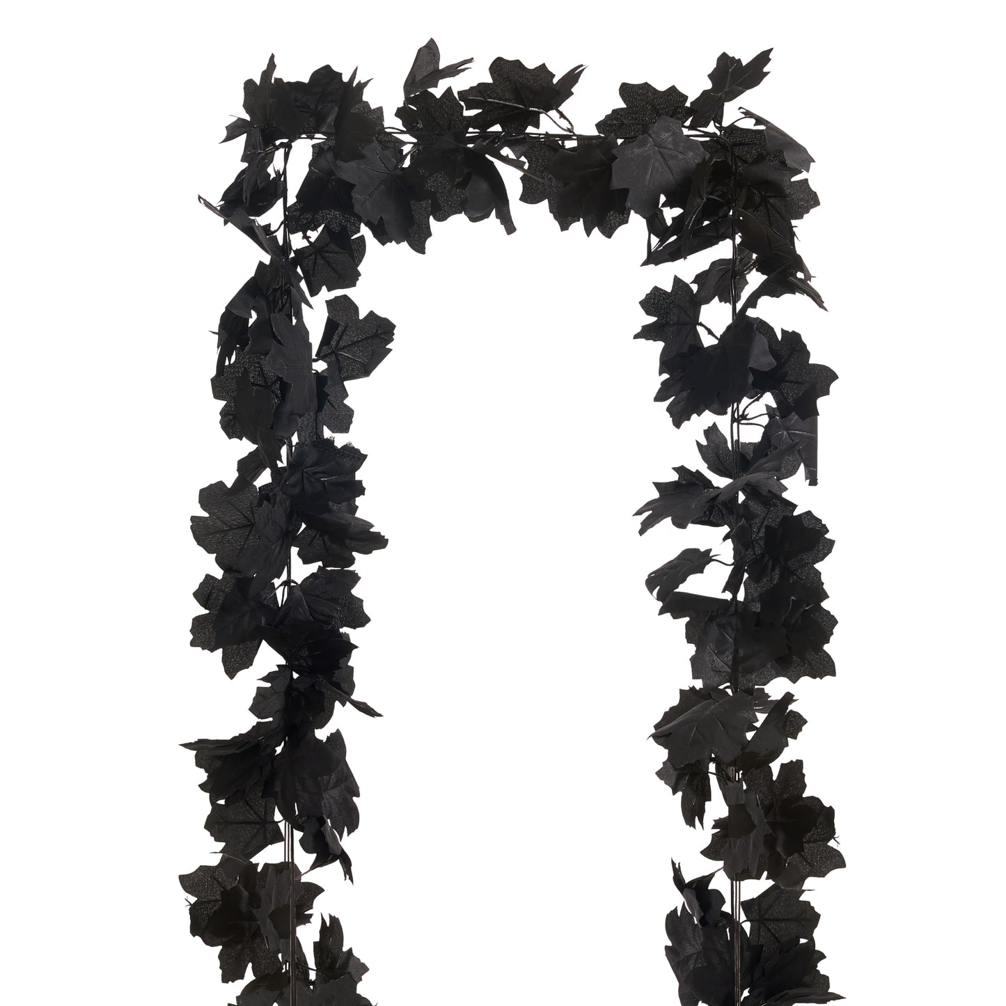AWARDSEN 13 FT Black Garland Halloween 2pcs Artificial Black Maple Leaf Garlands Fall Leaves Vines for Autumn Thankgiving Halloween Decoration for Home
