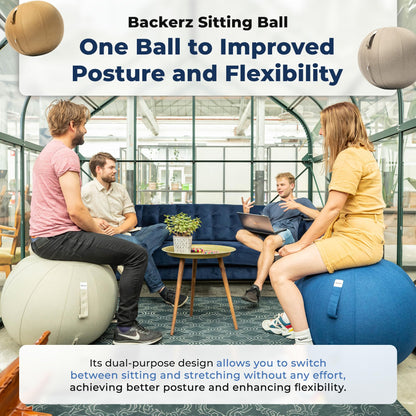Backerz Balance Ball Chair for Office & Home - Ergonomic Exercise Ball for Posture & Back Pain Relief, Yoga Ball Chair - Sitting Ball with Washable Linen Cover