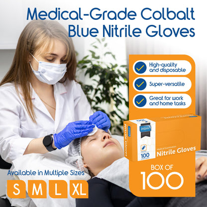 Inspire Nitrile Gloves Medical Examination | 4.5 Grade The Original Quality Stretch Cobalt Blue | Disposable Latex Free Doctors,EMT, Food Service, Cleaning, Janitorial, Household, Hospitals and More