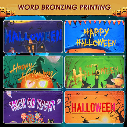 AhfuLife 12 Pcs Halloween Trick or Treat Bags, Candy Tote Bags with Handles, Reusable Non-Woven Gift Bag for Halloween Party Supplies Favors (7.8×7.8×5.9’’)