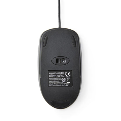 Amazon Basics 3-Button USB Wired Mouse with Scrolling and Tracking - Standard, Black