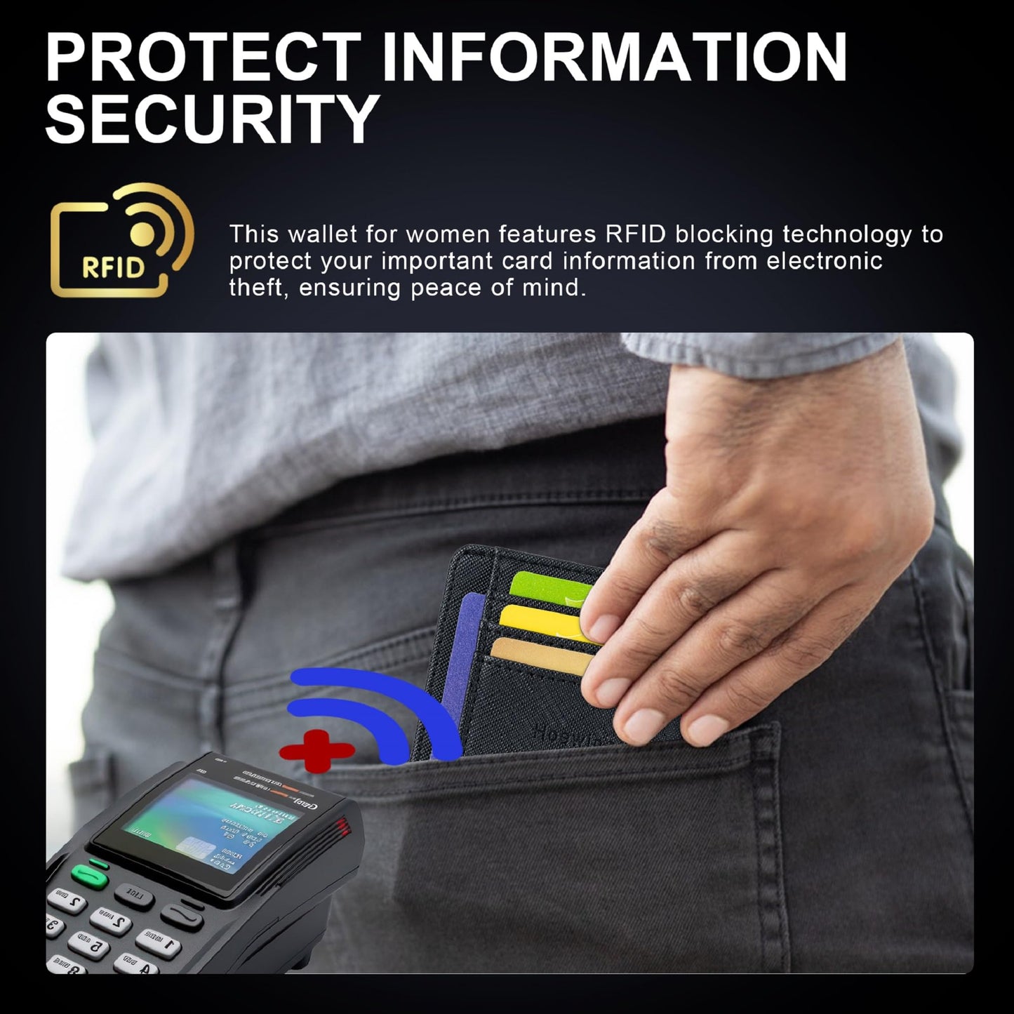 Hoewina Wallet for Men, Credit Card Holder, Slim Minimalist Wallet, Front Pocket RFID Blocking Leather Thin Wallet for Men and Women(Cross Black)