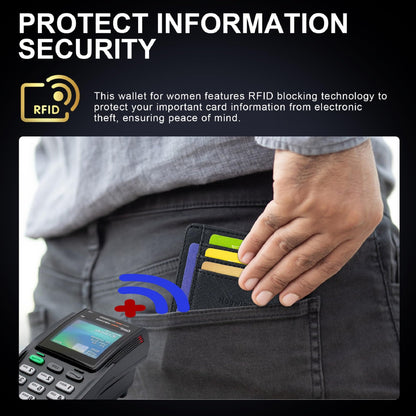 Hoewina Wallet for Men, Credit Card Holder, Slim Minimalist Wallet, Front Pocket RFID Blocking Leather Thin Wallet for Men and Women(Cross Black)