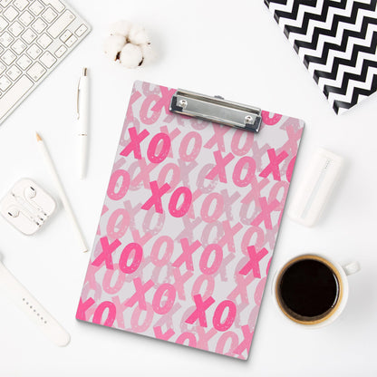 APJYM Trendy Preppy Pink XOXO Wooden Clip Board for Girls Student School Dorm Office, Standard A4 Letter Size 9x12.6 Inch