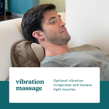 Homedics Back and Neck Massager, Portable Shiatsu All Body Massage Pillow with Heat, Targets Upper and Lower Back, Neck and Shoulders. Lightweight for Travel