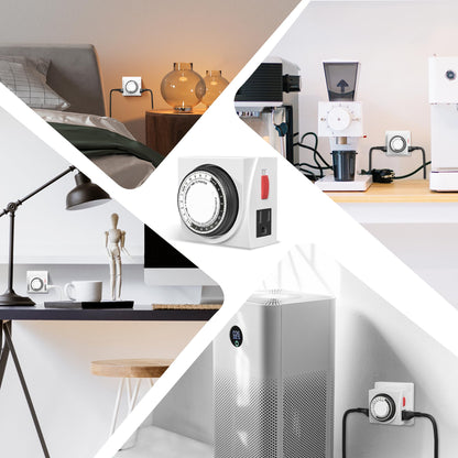 BN-LINK Heavy Duty Mechanical 24 Hour Timer Dual Outlet 3-Prong Accurate Indoor for Lamps Fans Christmas Lights White AC 1875W 1/2 HP, ETL Listed