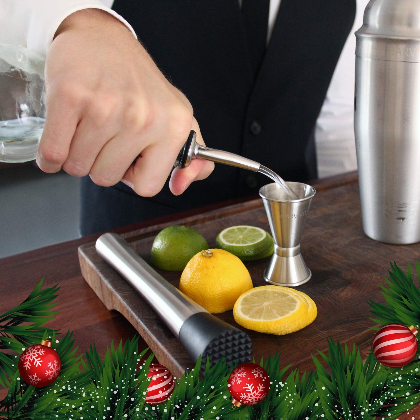 Barvivo Drink Muddler for Cocktails - 8 Inch Professional Stainless Steel Muddler - Durable Cocktail Muddler Set Drink Smasher & Mojito Muddler - Wine Accessories Ideal Valentines Day Gifts for Him