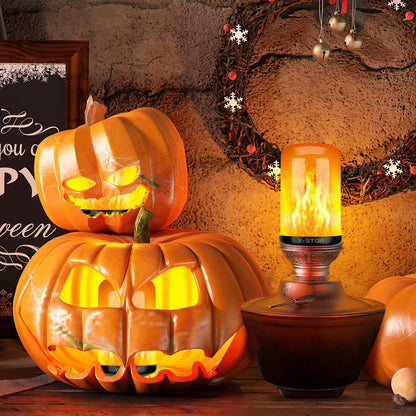 Y- STOP Upgraded LED Flame Light Bulbs, 4 Modes Flickering Light Bulb with Upside Down Effect, E26 Base Flame Bulb for Halloween Lights, Christmas Decorations Outdoor Indoor, Party Decor (2 Pack)