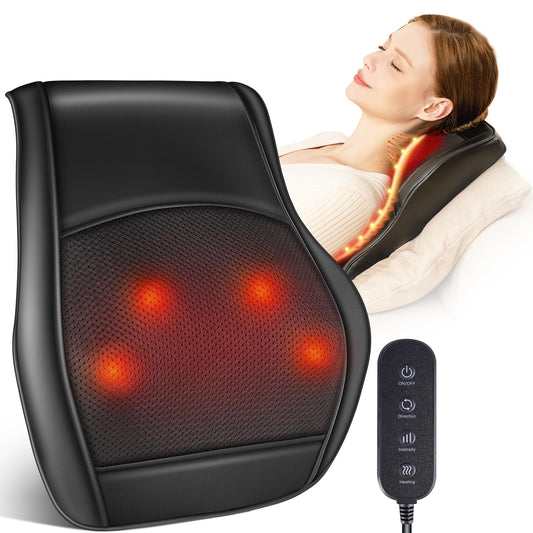 Brelley Neck and Back Massager for Pain Relief Deep Tissue with Heat, Shiatsu Shoulder Massager with Bi-Directional Rotating Head for Neck, Back, Shoulders, and Legs, Gift for Mom Dad