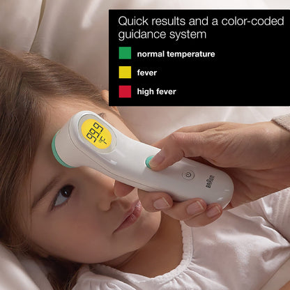 Braun Sensian Contact 5 Forehead Thermometer - Gentle Digital Thermometer with Professional Accuracy and Color Coded Temperature Guidance for All Ages, FSA and HSA Eligible