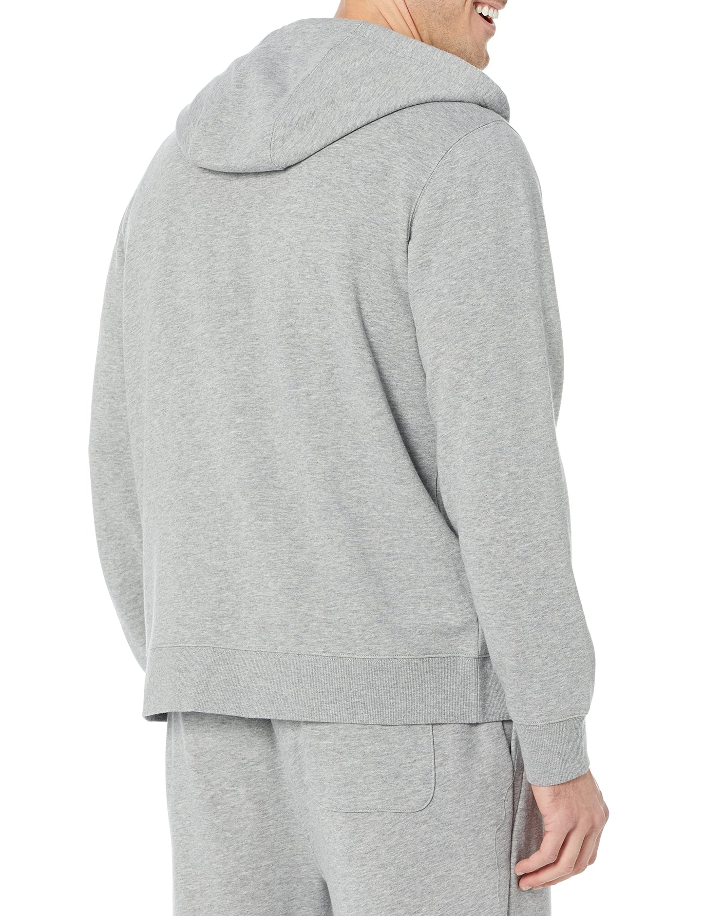 Amazon Essentials Men's Long-Sleeve French Terry Full-Zip Hoodie (Available in Big & Tall), Grey Heather, Large