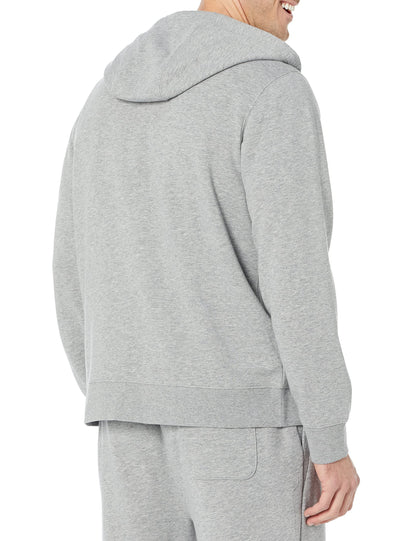 Amazon Essentials Men's Long-Sleeve French Terry Full-Zip Hoodie (Available in Big & Tall), Grey Heather, Large