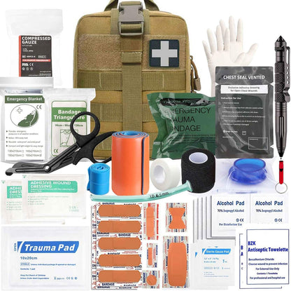 Ifak Trauma Kit, 74 Piece Upgrade Tactical First Aid Supplies, Molle Ifak Pouch Rip Away Refill Supplies for Survival Camping Hiking Travel