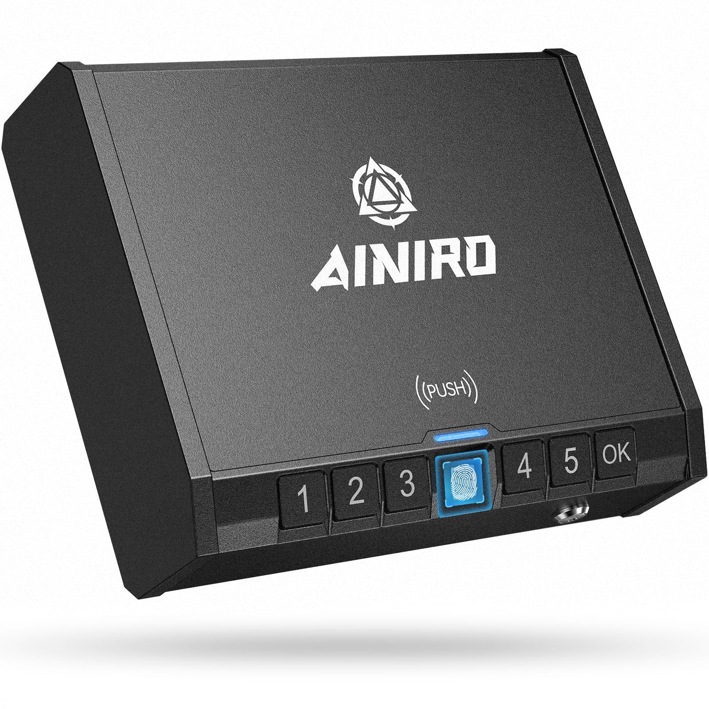 AINIRO Gun Safe for Pistols - Biometric Gun Safe for Handgun, Quick-Access Gun Lock with Fingerprint Identification or Key Pad, Storage Home Bedside Nightstand Car