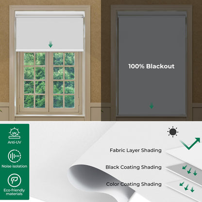 Allesin Motorized Roller Blinds with Remote Control for Windows, Blackout Smart Roller Shade, Battery Powered Electric Smart Blind (White,H72 x W31)