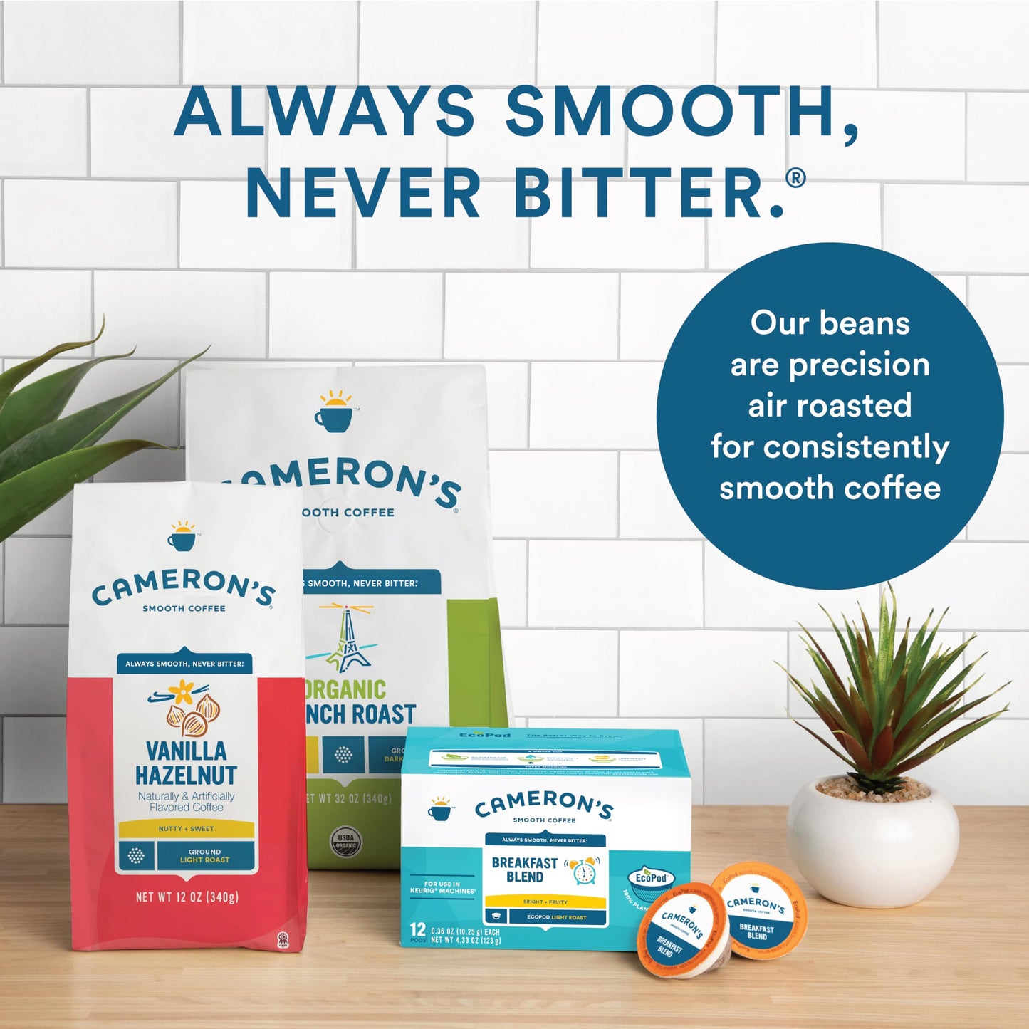 Cameron's Coffee Single Serve Pods, Flavored, Toasted Southern Pecan, 12 Count (Pack of 6)