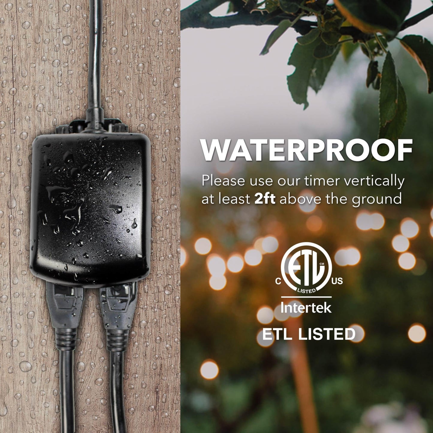 BN-LINK 24 Hour Heavy Duty Mechanical Timer, Outdoor Timer Outlet Waterproof with 15 Minutes Intervals, 2 Grounded Outlets for Christmas Lights Pool Pump,15A 1/2HP, ETL Listed