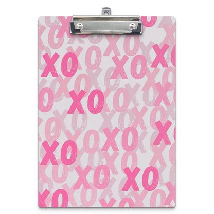 APJYM Trendy Preppy Pink XOXO Wooden Clip Board for Girls Student School Dorm Office, Standard A4 Letter Size 9x12.6 Inch