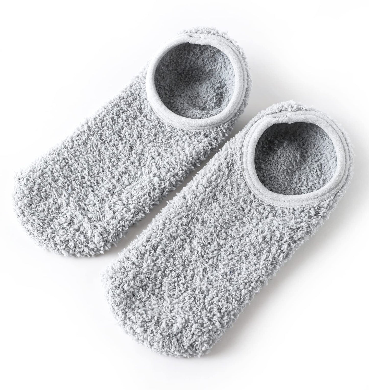 Bevigorio Slipper Socks for Women with Grippers Non Slip Fuzzy Socks with Grips Womens Grippy Grip Hospital Home Gifts 3pairs blackgreymix