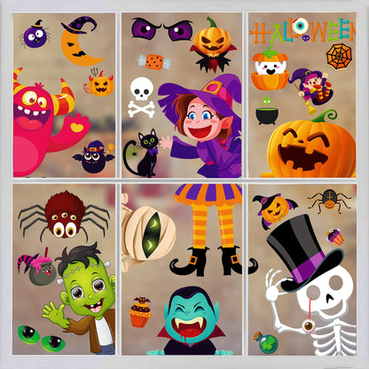 BAYLAY Halloween Window Clings - 10 Sheets Halloween Window Decorations Double Sided Hallowee n Window Stickers