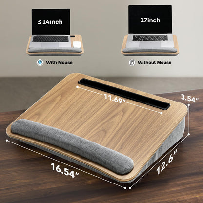 HUANUO Portable Lap Laptop Desk with Pillow Cushion, Fits up to 15.6 inch Laptop, with Anti-Slip Strip & Storage Function for Home Office Students Use as Computer Laptop Stand, Book Tablet