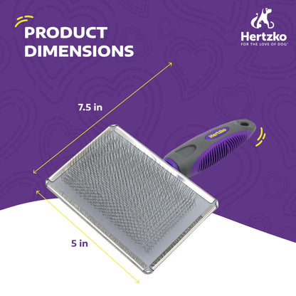 Hertzko Flexible Slicker Brush for Dogs and Cats - Removes Loose Hair, Tangles, and Knots, Flexible Head Contours on Your Pet’s Skin -Large Size Combs for Grooming Matting - Single Sided Brush