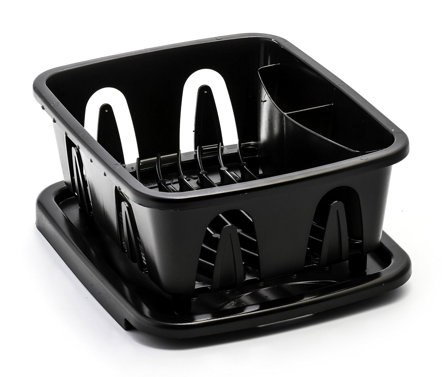 Camco Mini Dish Drainer and Tray - Fits RV Sinks and Small Counter Spaces - Durable Heavy-Duty Construction - Black (43512)