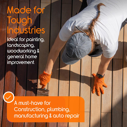 Inspire Heavy Duty Orange Nitrile Gloves Disposable Latex Free | ULTRA 8 Mil Diamond Textured Grip | Industrial Mechanic Food Large, 100 Count