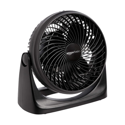 Amazon Basics Air Circulator Fan, Desk Fan for Bedroom, Home and Office, With 90-Degree Tilt Head, 3 Speed Settings, Lightweight (3 LBS), 35 Watts, Black, 11.1"W x 6.3"D x 10.9"H