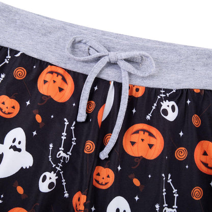 ALISISTER Halloween Pj Pants for Women Skeleton Skull Wide Leg Pajama Pants Pumpkin Casual Comfy Drawstring Sleep Bottoms Sleepwear Pyjamas Size L Orange