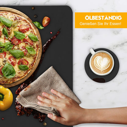 Bacgnyer Placemats Set of 6 Placemat with Coasters Heat Stain Scratch Resistant Non-Slip Waterproof Oil-Proof Washable Wipeable Outdoor Indoor for Dining Patio Table Kitchen Decor and Kids (Black 6)