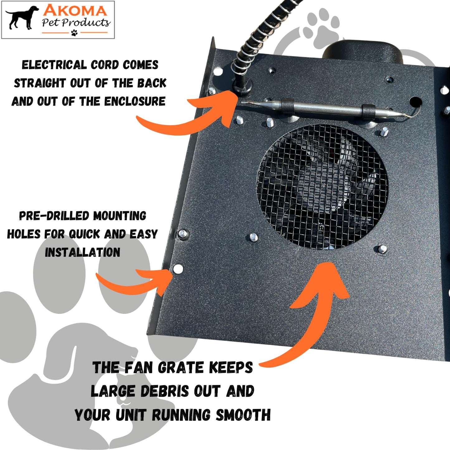 Hound Heater by Akoma Pet Products | 400w Dog House Furnace with 10-Foot Cord | Installs in Minutes | Safe - Dry Heat | Won't Burn Pets